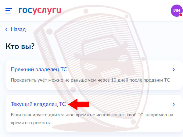 Текущий владелец ТС