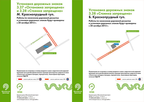 Схемы установки знаков